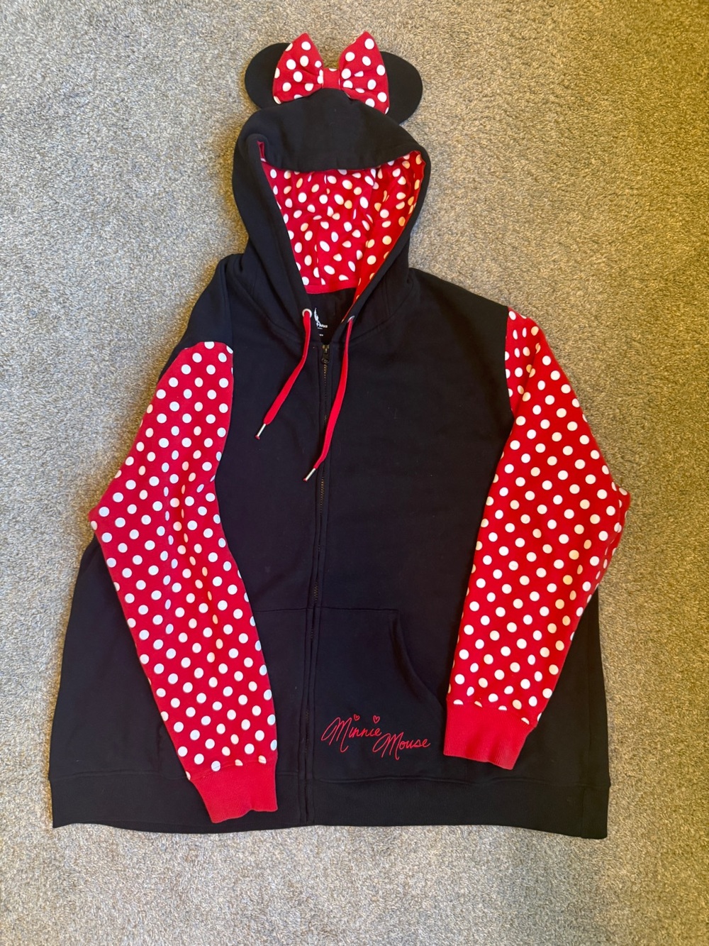 Disney parks Minnie Mouse Polka Dot zip Hoodie sweatshirt adult 3X